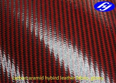 Glossy Twill Polyurethane Leather Fabric / 2 x 2 Twill Carbon Kevlar Hybrid Fabric