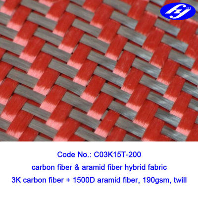 De zwarte/Rode 2x2-Stof van de Stoffen200gsm Rode Kevlar Paragraaf Aramid van Aramid van de Keperstofkoolstof